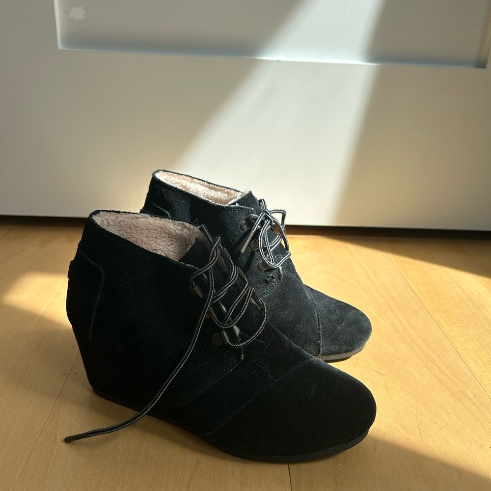 Black Toms Suede Ankle Boots